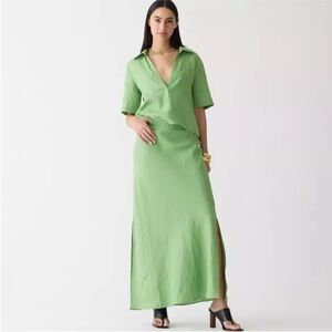 NWT J. Crew Bungalow Popover Top and Gwyneth Slip Skirt Linen Set Small